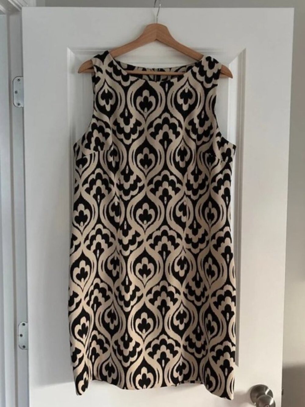 Alyx Black & Cream Sleeveless Shift Dress Size 16 Geometric Print - Picture 3 of 7